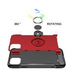 Wholesale iPhone 11 Pro (5.8in) 360 Rotating Ring Stand Hybrid Case with Metal Plate (Red)